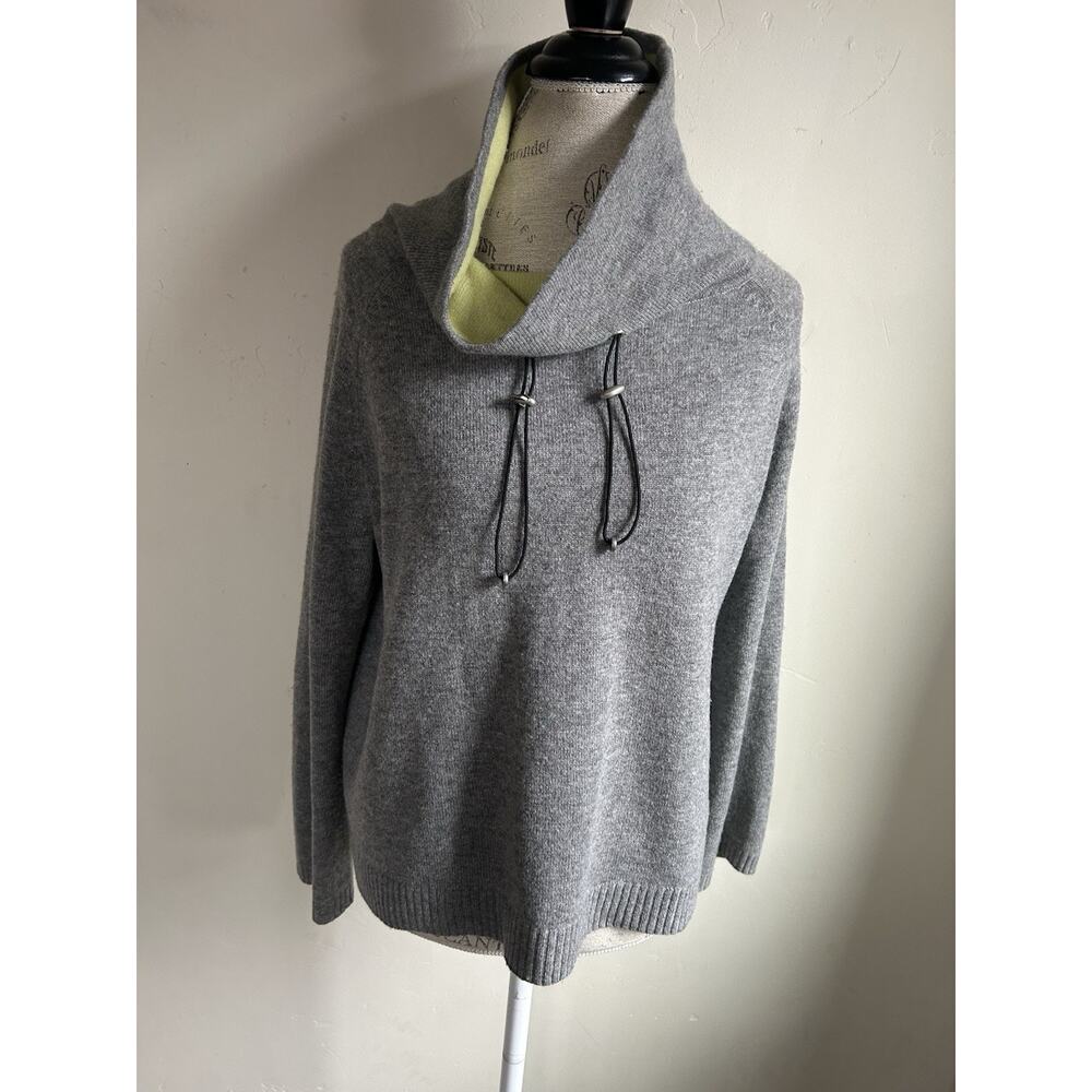 Lisa Todd Cashmere Merino Wool Sweater Women’s M Gray Cowl Neck Zip Knit MINT - Picture 13 of 13